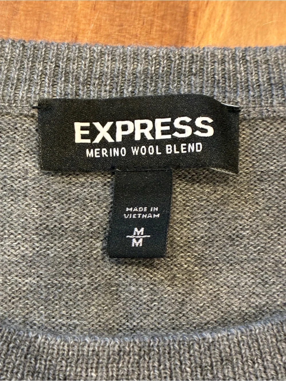 Express Men’s Two-Tone Charcoal and Light Gray Crewneck Sweater